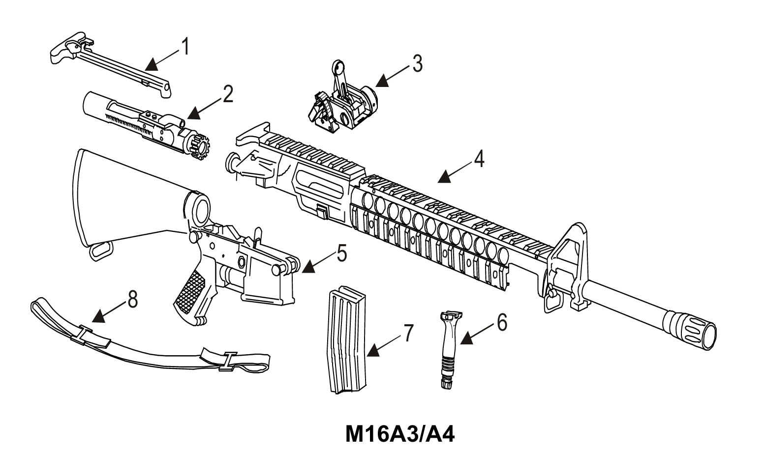 M16A3/A4 Основні частини